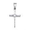 316 Surgical Stainless Steel Cubic Zirconia Pendants STAS-P145-04P-1