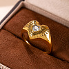 304 Stainless Steel Pave Cubic Zirconia Finger Rings WG685BA-01-4
