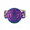 Oval with Jesus Cuff Rings RJEW-N038-013-2