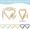 6Pcs 3 Colors 304 Stainless Steel Screw Carabiner Lock Charms STAS-UN0064-05-3