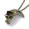 Retro Alloy Broken Half Skull Pendant Necklace for Men Women LS-NJEW-B085-04B-1
