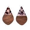 Transparent Resin and Walnut Wood Pendants RESI-T057-06B-2