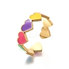 201 Stainless Steel Enamel Open Cuff Ring for Women LS-RJEW-A053-04G-02-3