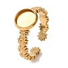 Flower 304 Stainless Steel Cuff Ring Components STAS-P454-05A-G-1