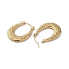 Texture Oval 201 Stainless Steel Half Hoop Earrings for Women EJEW-G385-34G-2