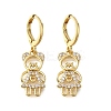 Rack Plating Bear Brass Micro Pave Clear Cubic Zirconia Hoop Earrings EJEW-F142-01G-1