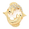 Golden Zinc Alloy with Rhinestone Brooches LS-JEWB-B018-03G-11-1