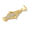 Rack Plating Brass Micro Pave Clear Cubic Zirconia Pendants KK-P267-14D-G-2