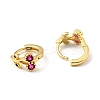 Deep Pink Cubic Zirconia Cherry Hoop Earrings X-EJEW-C028-02G-2