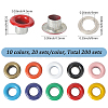 200 Sets 10 Colors Iron Grommet Eyelet Findings SCRA-GF0001-10B-05-2