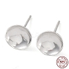 Rhodium Plated 925 Sterling Silver Stud Earring Findings STER-E068-02E-P-1