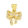 Bowknot Rack Plating Brass Clear Cubic Zirconia Pendants KK-Z053-14G-06-1