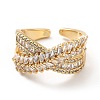 Clear Cubic Zirconia Criss Cross Open Cuff Ring RJEW-M142-11G-2