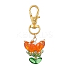 Flower Glass Pendants Decorations HJEW-MZ00248-02-2