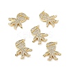 Brass Micro Pave Clear Cubic Zirconia Connetor Charms KK-E068-VB031-4