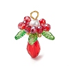 Glass with Round Shell Pearl and Acrylic Charms Pendants PALLOY-MZ00647-01-1