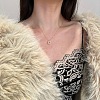 Round Ring 925 Sterling Silver Micro Pave Cubic Zirconia Pendant Necklaces for Women NJEW-F338-07G-3