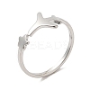Non-Tarnish 304 Stainless Steel Star & Airplane Open Cuff Ring for Women RJEW-M149-12P-3