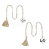 2Pcs 2 Styles Wood Beaded Garland with Jute Cord Tassels DJEW-FH0001-28-1