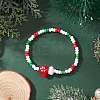 Christmas Glass Seed & Handmade Lampwork Beads Stretch Bracelets for Women BJEW-MZ00197-01-1
