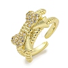 Brass Micro Pave Cubic Zirconia Cuff Ring RJEW-E296-08G-1
