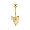 Brass Pave Clear Cubic Zirconia Curved Barbell Bowknot Belly Rings LS-AJEW-L099-01B-G-2