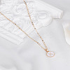 1Pc Zinc Alloy White Enamel Round with Letter Pendant Necklaces NJEW-LP0002-88G-R-3