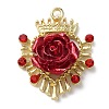 Rack Plating Light Gold Alloy Rhinestone Pendants PALLOY-Z016-04G-1