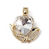Real 18K Gold Plated Rack Plating Brass Micro Pave Cubic Zirconia Pendants KK-C015-28G-16-1