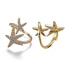 Adjustable Brass Micro Pave Clear Cubic Zirconia Cuff Rings X-ZIRC-Z002-29G-2