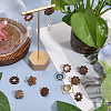 CHGCRAFT 32Pcs 8 Style Leaf & Flower & Donut Walnut Wood Stud Earring Findings MAK-CA0001-17-4