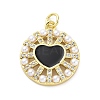 Brass Micro Pave Cubic Zirconia and Enamel and ABS Imitation Pearl Pendants KK-D325-24G-01-1