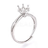Rhodium Plated 925 Sterling Silver Micro Pave Cubic Zirconia Engagement Solitaire Ring Settings STER-T008-19P-1