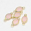 Oval Faceted Golden Brass Glass Links connectors X-GLAA-O014-25G-1