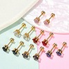 Flat Round Glass Ear Fake Plugs EJEW-H105-22G-C-2