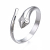 Non-Tarnish 304 Stainless Steel Snake Wrap Open Cuff Ring for Women RJEW-T023-76P-3