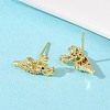 Brass Micro Pave Clear Cubic Zirconia Deer Stud Earrings EJEW-F400-27B-G-2