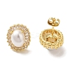 Oval ABS Imitation Pearl Studs Earrings EJEW-K289-09G-1