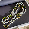 Alloy & Imitation Pearl & Oval Lampwork Beaded Long Necklaces for Women FS-WG23C77-01-3