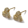Rack Plating Brass Triangle Stud Earrings with Cubic Zirconia EJEW-D063-07G-1