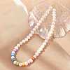 Natural Pearl & Acrylic Column Beaded Necklaces NJEW-C070-03-1
