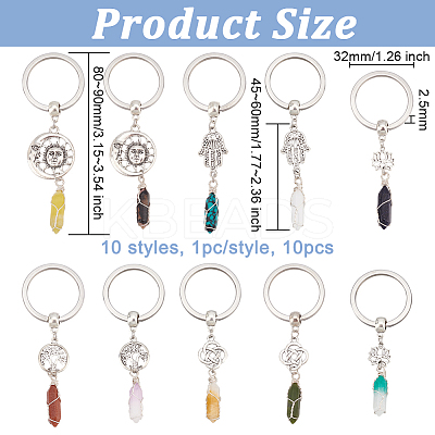 Bullet Natural & Synthetic Gemstone Pendant Keychain KEYC-AB00011-1