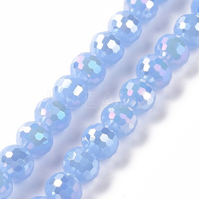 Electroplate Imitation Jade Glass Beads Strands GLAA-E036-12-M-1