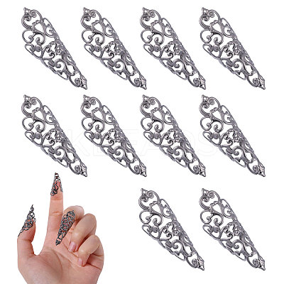 10Pcs Hollow Out Iron Fingers Nail Covers MRMJ-GL0001-20B-1