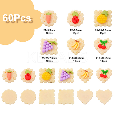 60Pcs 6 Style Opaque Resin Decoden Cabochons CRES-CJ0001-50-1