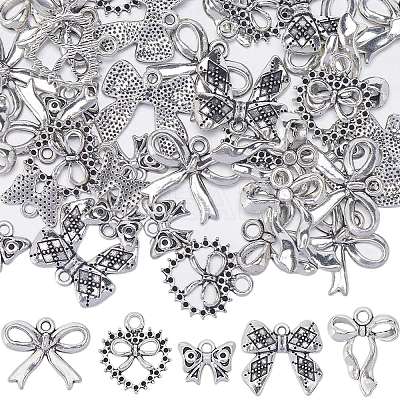 50Pcs 5 Style Tibetan Style Alloy Pendants FIND-SC0008-91-1