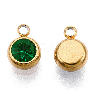PVD Vacuum Plating 201 Stainless Steel Rhinestone Charms LS-X-STAS-S068-03G-1