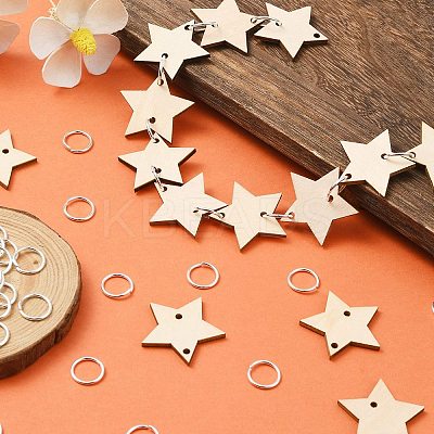 50Pcs Undyed Wood Connector Charms WOOD-FS0001-12B-1