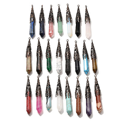 Natural & Synthetic Mixed Gemstone Pendants G-P560-02R-1