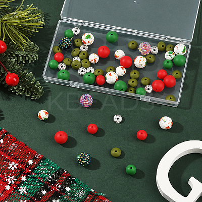 64Pcs Round & Rondelle Food Grade Eco-Friendly Silicone Beads SIL-SP0001-19G-1